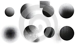 Abstract Geometric Shapes with Gradient and Halftone Patterns