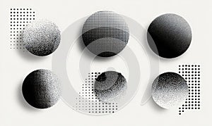 Abstract Geometric Shapes with Gradient and Halftone Patterns