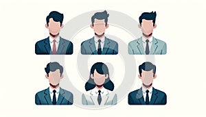 A Collection of Six Business Personas in Minimalistic and Flat Design AI Generated photo