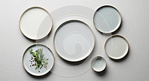 A collection of six ceramic plates
