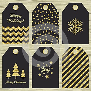 Collection of six Christmas gift tags.