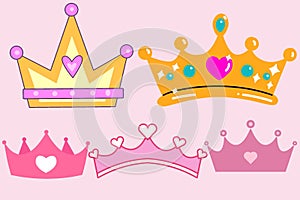 Bundle of six hand draw crown including eps file, editable size and color photo