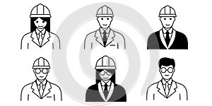 Engineer and Construction Worker Avatars Set
