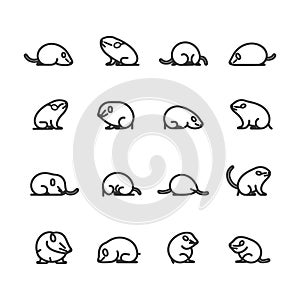 Collection of Sixteen Linear Style Mouse Icons