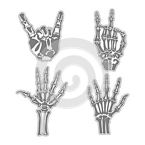 Collection of skeleton hand gestures set