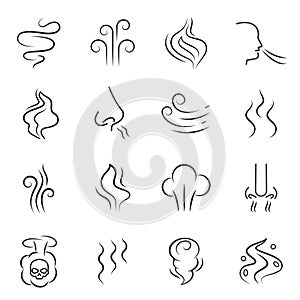 Collection smell icon vector illustration. Set various symbol of steam, smoke, fragrance evaporate