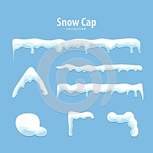 Collection of snow caps on a blue background.