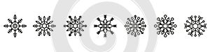 Collection of snowflakes. Snowflake shapes. Vector illustration