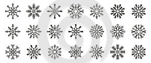 Collection of snowflakes. Snowflake shapes. Vector illustration