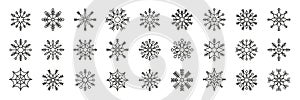 Collection of snowflakes. Snowflake shapes. Vector illustration