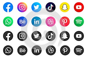 Collection of social media icons and logos