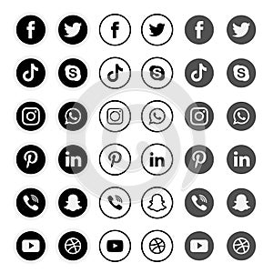 Collection of social media icons and logos