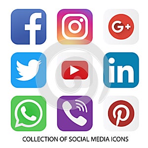 Collection of social media icons and logos