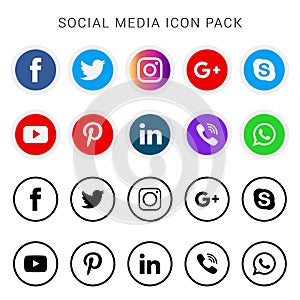 Collection of social media icons and logos