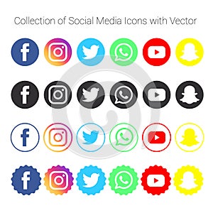 Collection of social media icons and logos