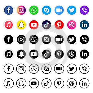 Collection of social media icons and logos