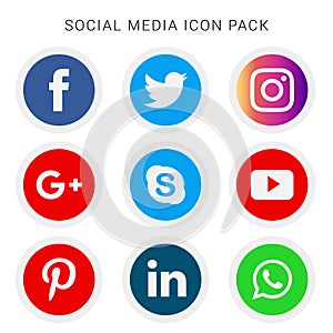 Collection of social media icons and logos