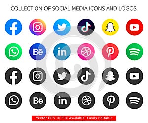 Collection of social media icons and logos