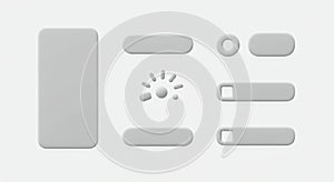 A collection of soft, rounded gray 3D elements displayed on a white background.