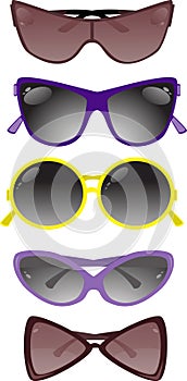 Collection of solar glasses. Vector illustration