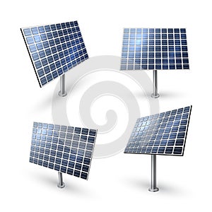 Collection of solar panel vector illustration in isometric style sun battery electricity generation