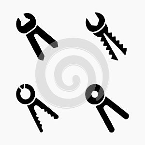 Folding hex key tool solid silhouette