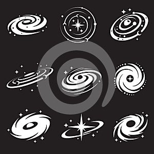 space galaxy icon set