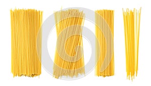 Collection of spaghetti isolated on white background