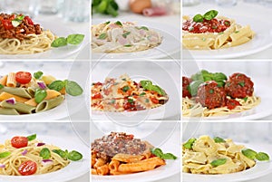 Collection of spaghetti pasta noodles food meals