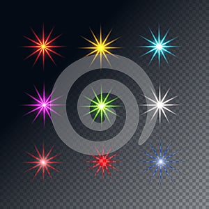 Collection of sparkle vector. Colored symbols.