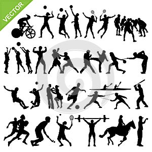 Sport players silhouettes vector