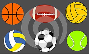 Collection Of Sports Balls Vector Illustration isolated on background.