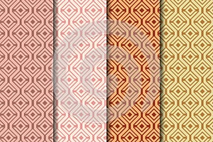 Collection of square geometric seamless pattern in soft background