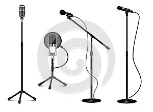 Collection Of Standing Professional Microphones