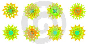 Collection of Stars sun flowers nature floral plant sign snowflakes icons element design abstract background vector illustration