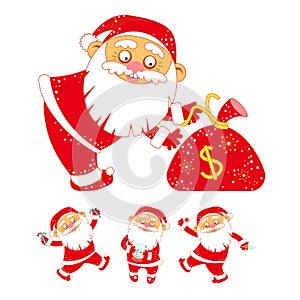 Collection of stickers with Christmas Santa Claus