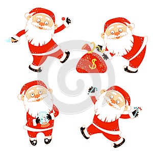 Collection of stickers with Christmas Santa Claus