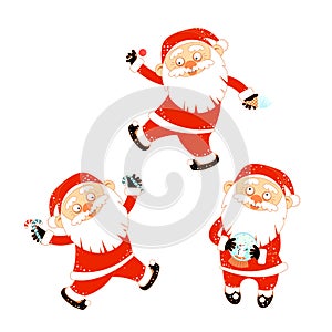 Collection of stickers with Christmas Santa Claus