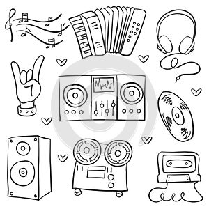 Collection stock music theme doodles