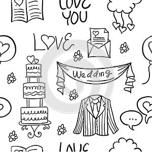 Collection stock of wedding doodles style