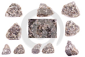 Collection of stone mineral Olivine