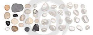 Collection of stones on white background