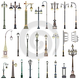 Collection of street lamps