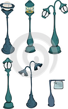 Collection street lanterns .Cartoon