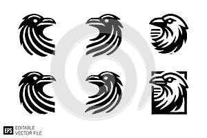 Eagle Head Logo Set - Vector Illustration