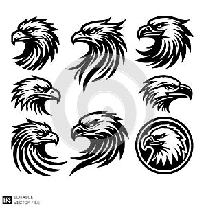 Collection of Stylized Eagle Head Vector Designs