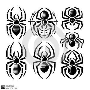 Set of Spider Silhouettes - Vector Illustration