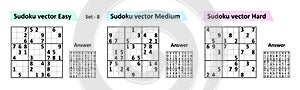 Collection Sudoku game with answers. Different complexity.