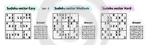 Collection Sudoku game with answers. Different complexity.