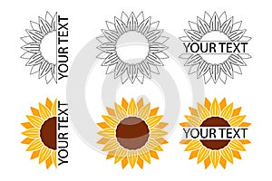 Collection of sunflower icons banners package labels templates